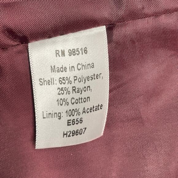 Coldwater Creek M Burgundy Jacket Blazer Notched Collar 3 Button - Picture 6 of 6